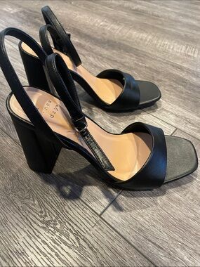 a new day Black Slingback Block Heel Sandals size 6.5
